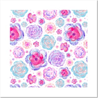 Pink and Purple Flowers Pattern Posters and Art